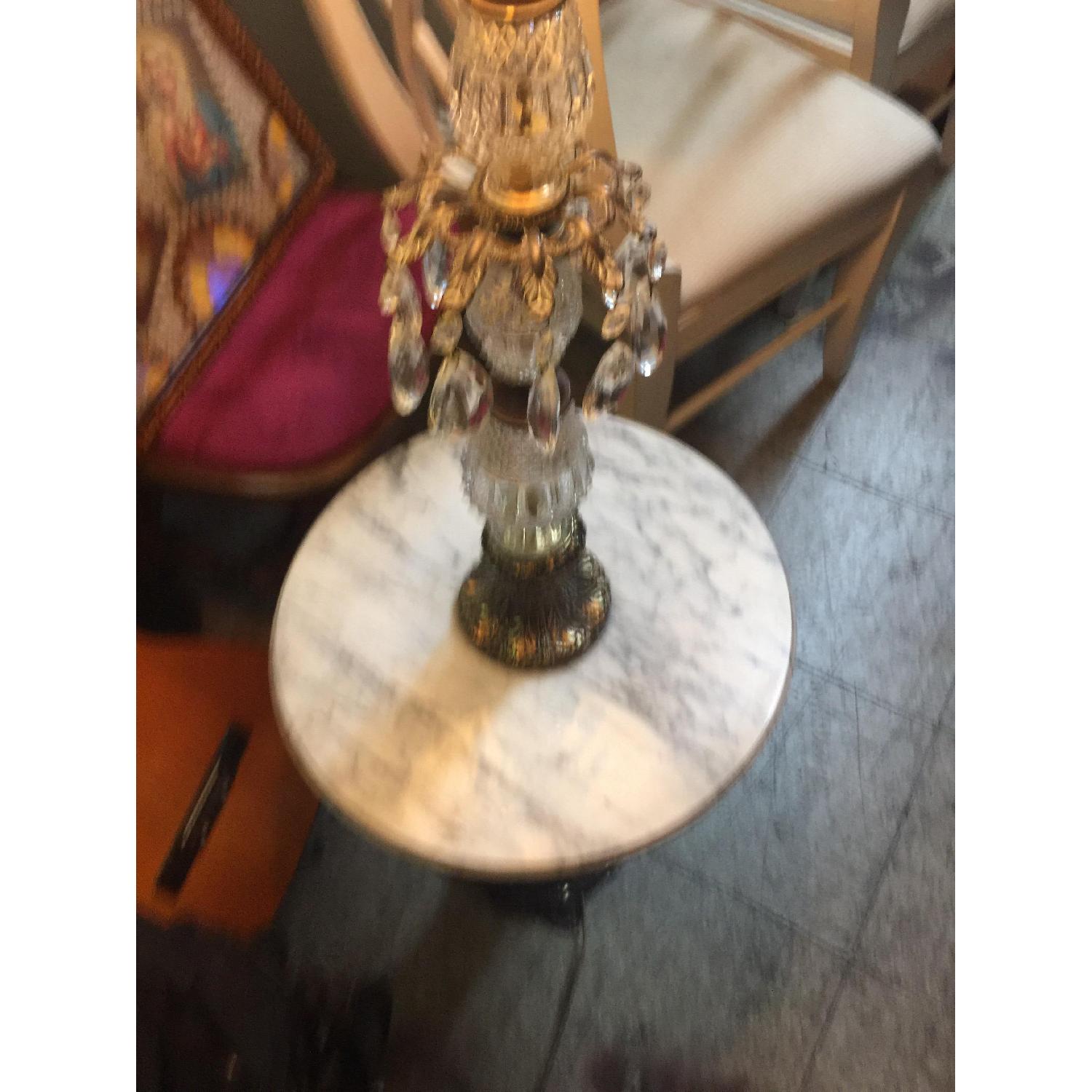 Vintage Brass & Cristal Floor Lamp w/ Marble Table - image-24