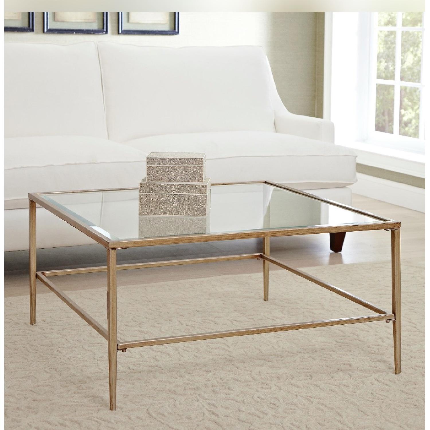 Birch Lane Tempered Glass & Gold Metal Coffee Table - image-1