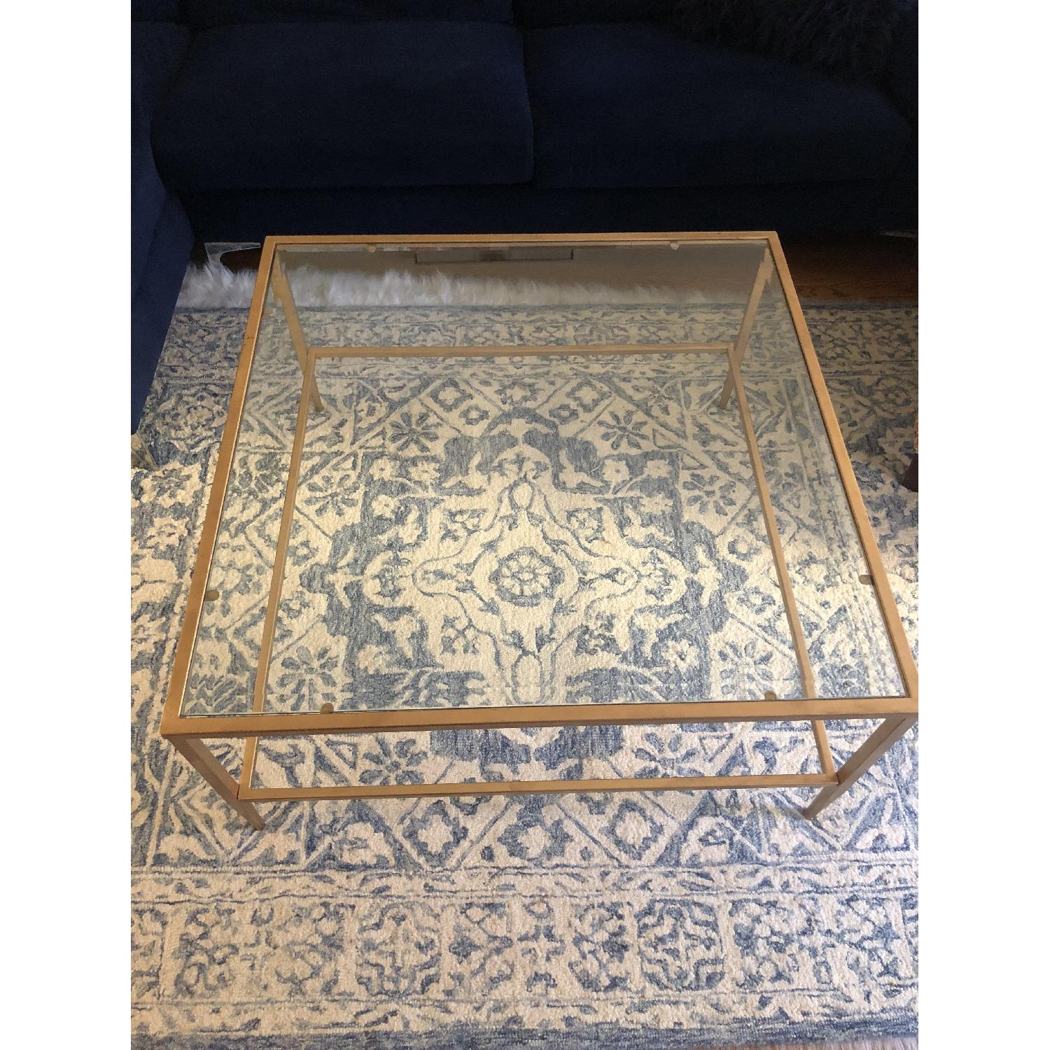 Birch Lane Tempered Glass & Gold Metal Coffee Table - image-2