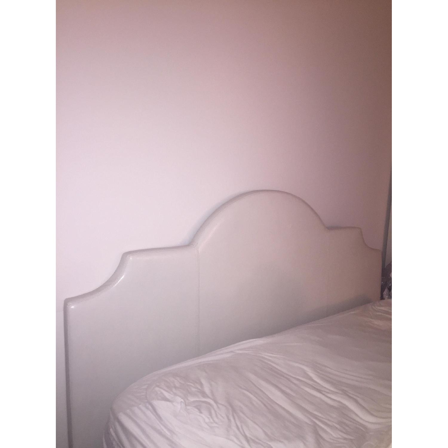 West Elm White Leather Headboard - image-1