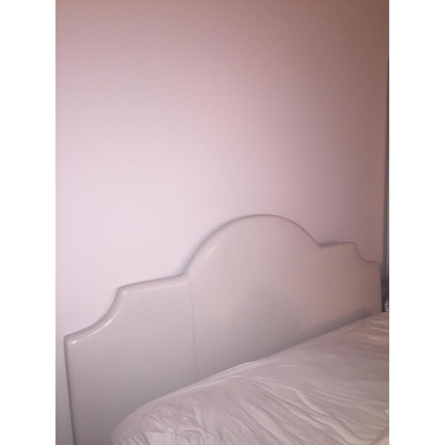 West Elm White Leather Headboard - image-2