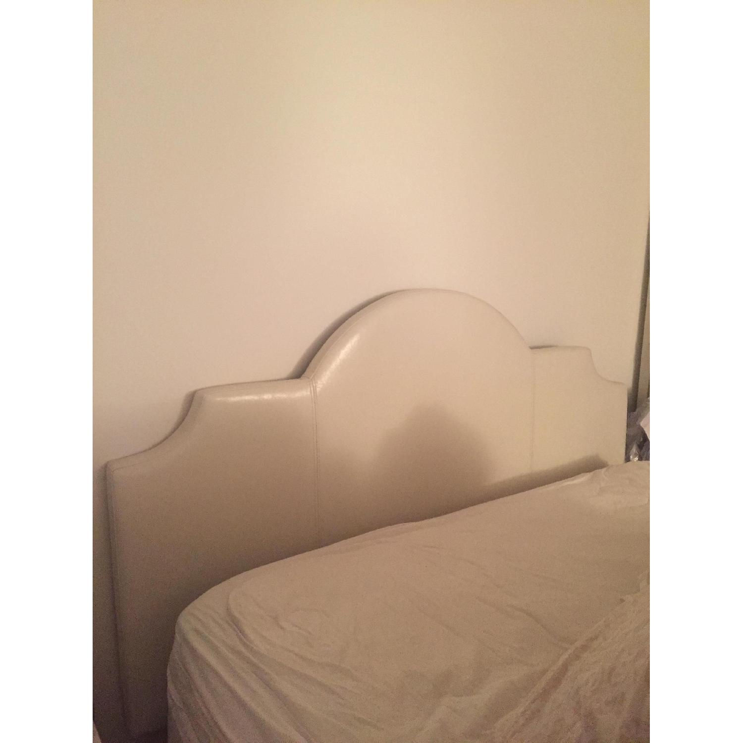 West Elm White Leather Headboard - image-3