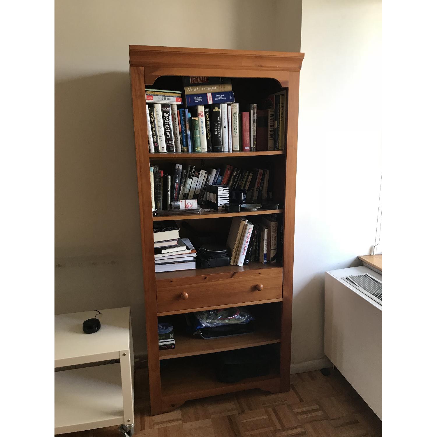 Solid Wood Walnut Bookcase w/ Drawer - image-5
