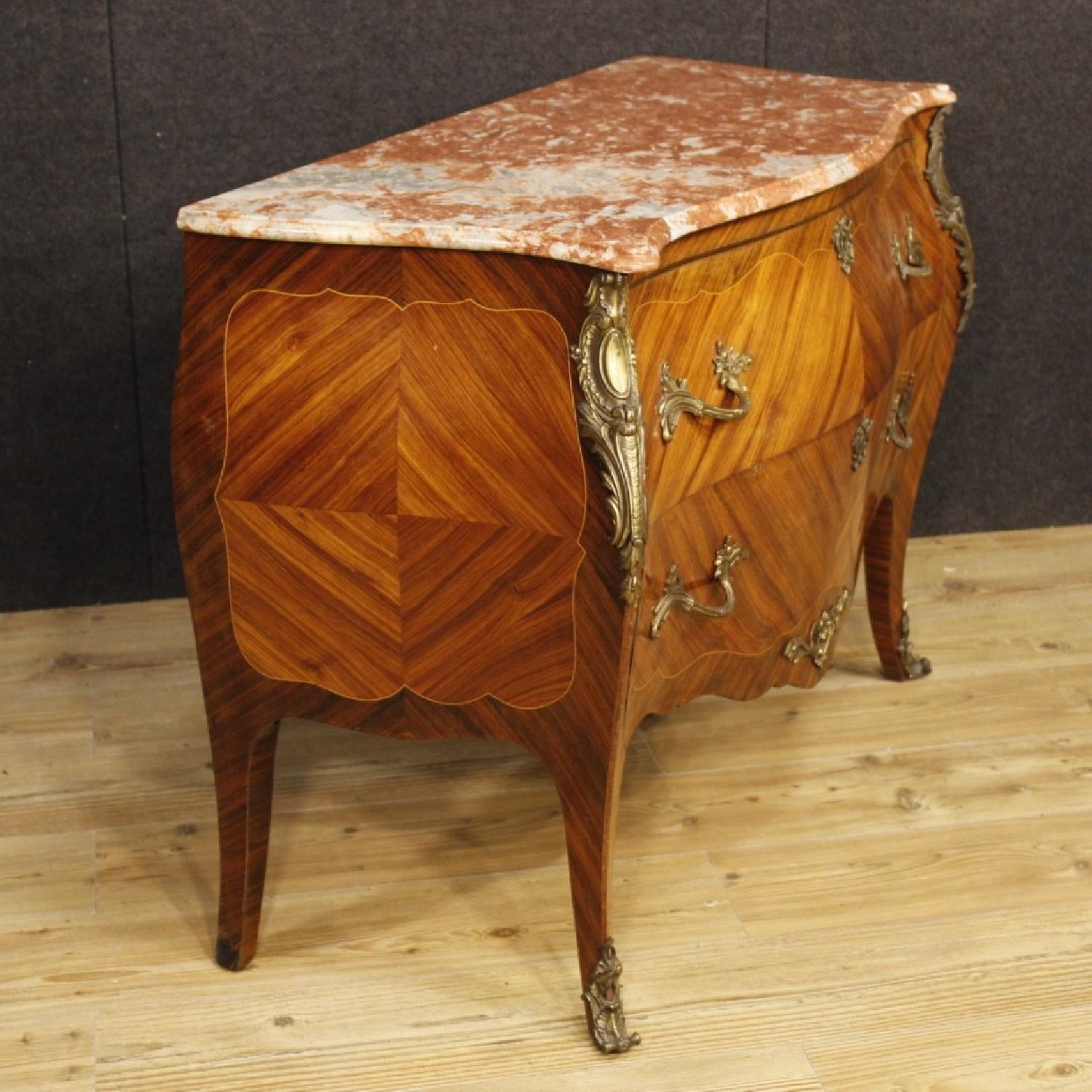 Louis XV Style French Dresser in Inlaid Wood w/ Marble Top - image-3