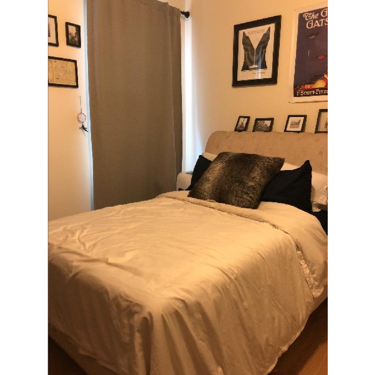 Macy's Full Size Tufted Upholstered Bed Frame AptDeco