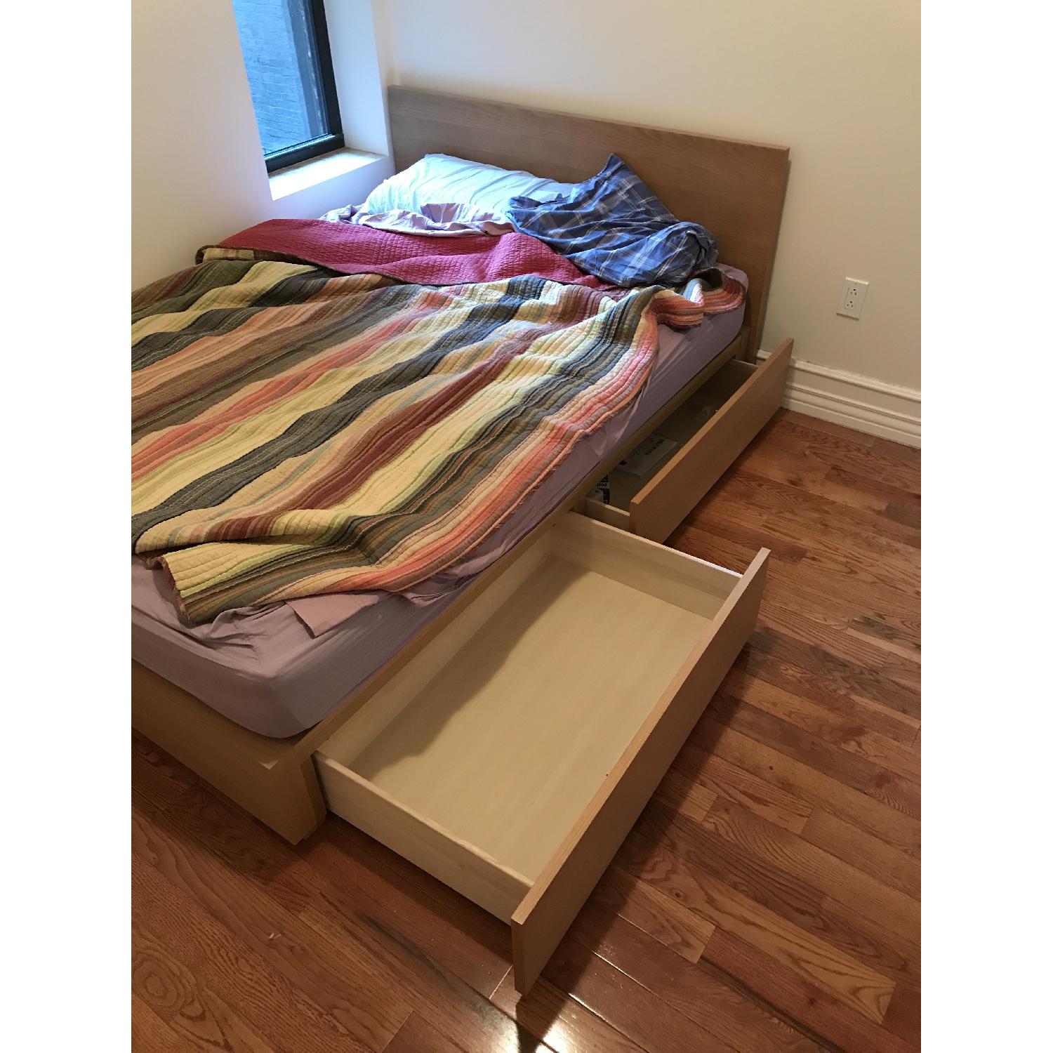 Muji Solid Oak Storage Bed w/ Headboard - image-1