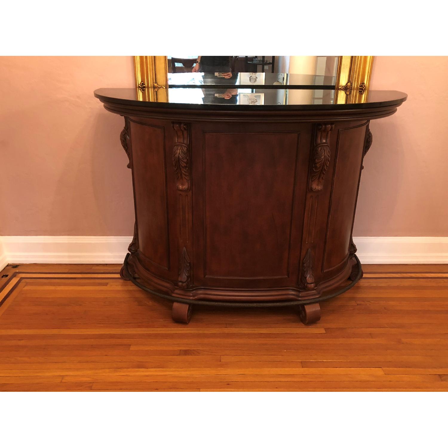 Wood & Marble Bar Cabinet - image-1