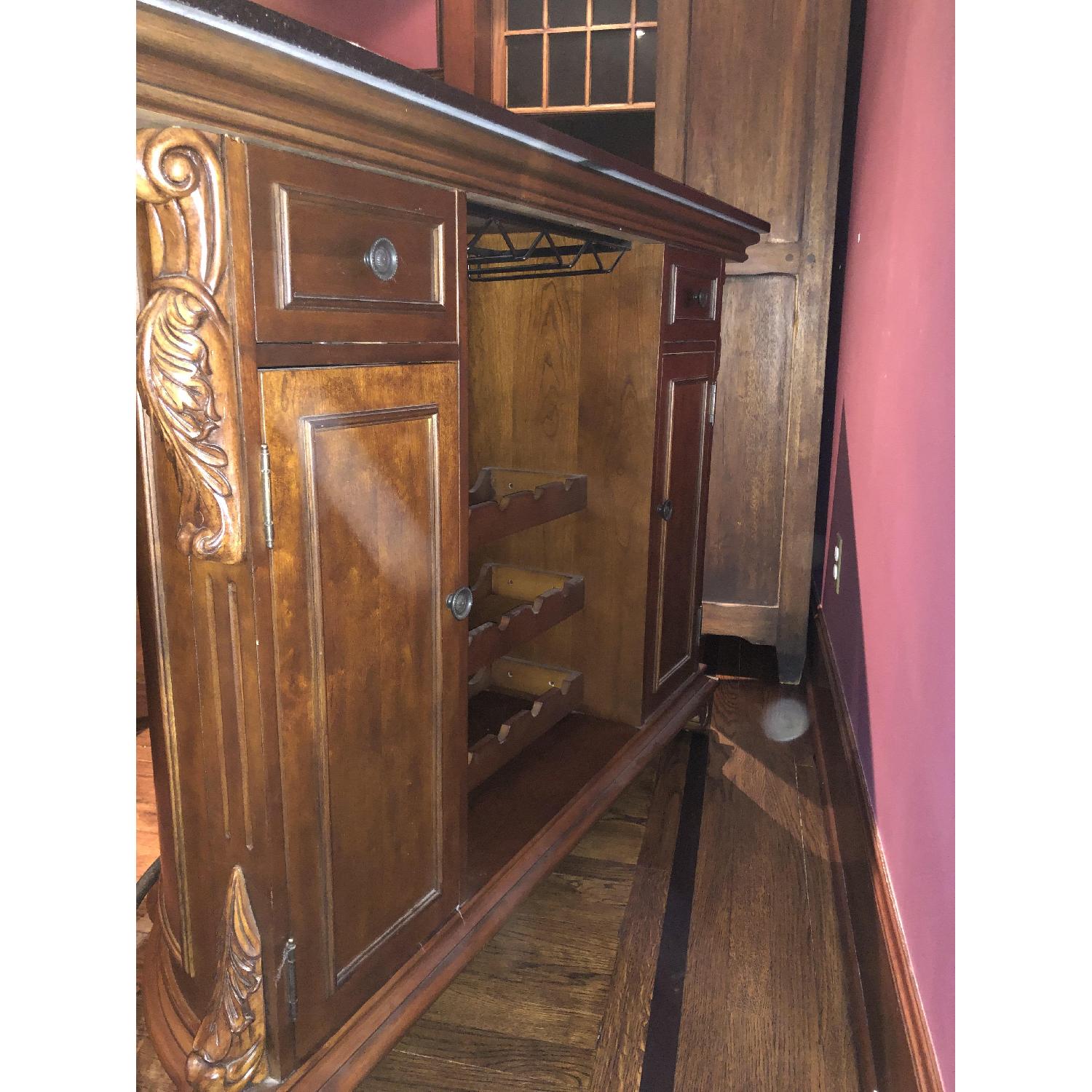 Wood & Marble Bar Cabinet - image-4