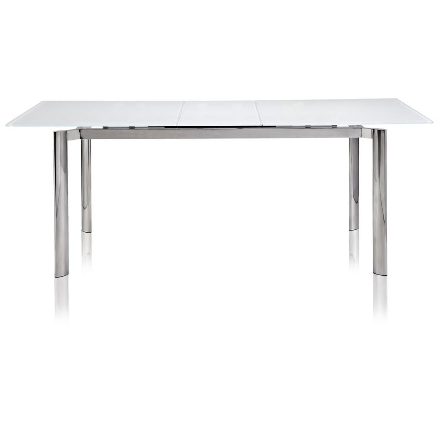 Modani Cameron Glass Extendable Modern Dining Table in White - AptDeco