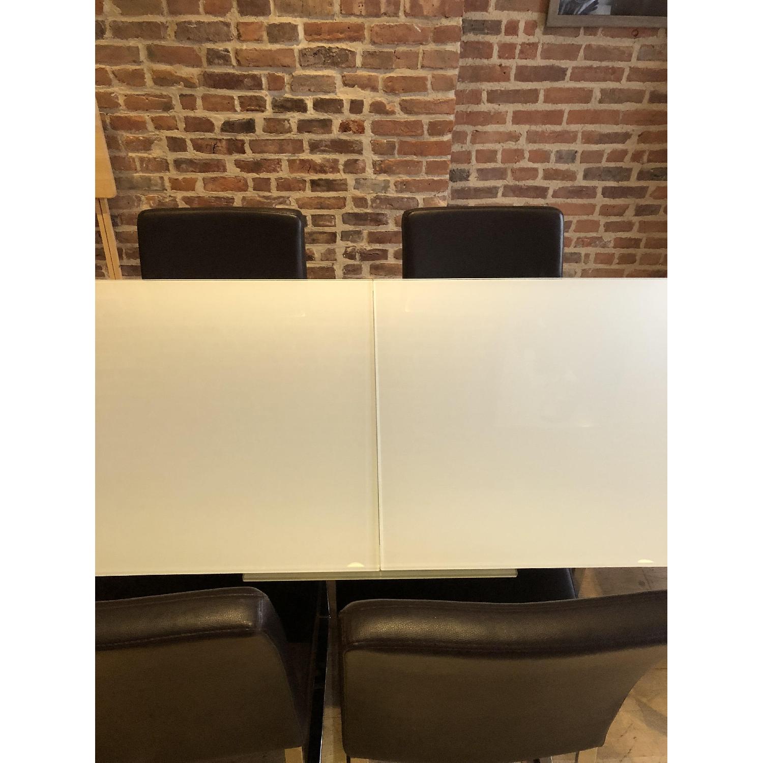 Modani Cameron Glass Extendable Modern Dining Table in White - AptDeco