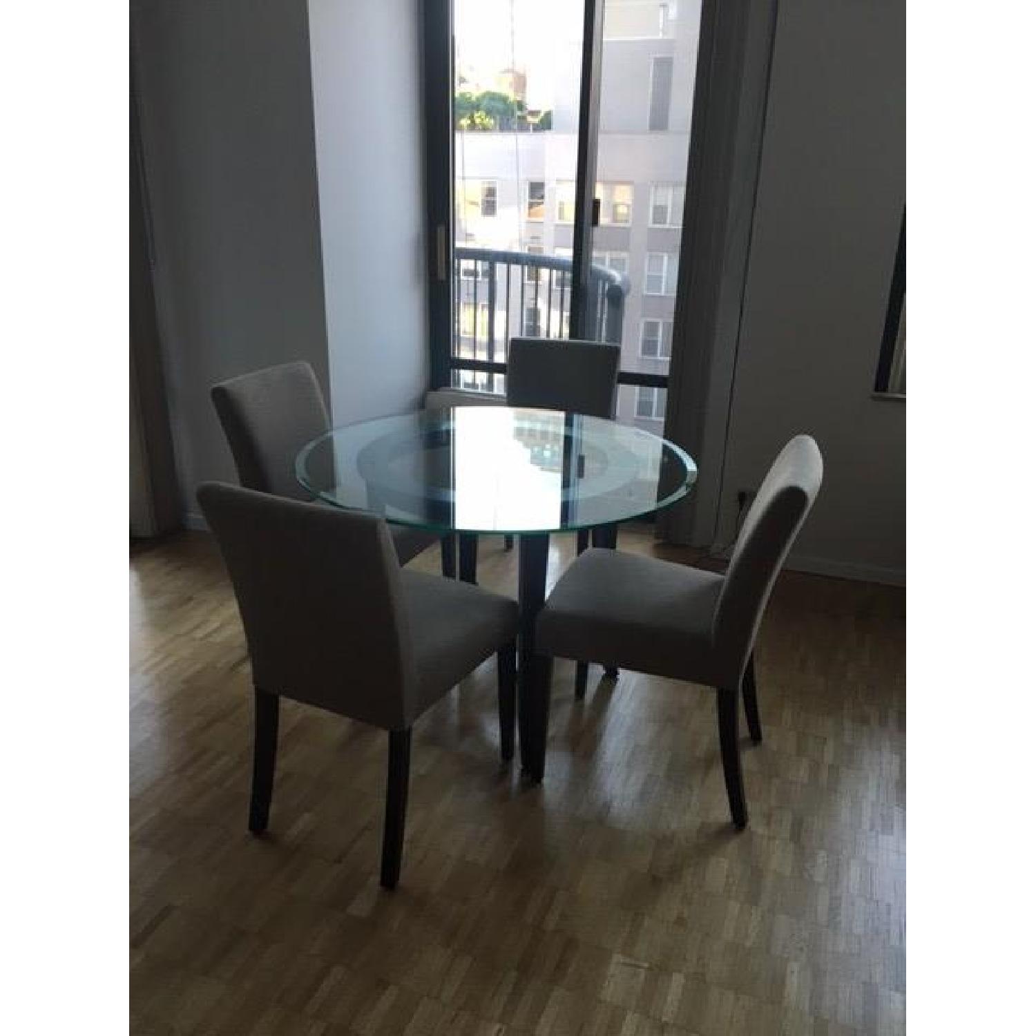 Crate & Barrel Halo Ebony Round Dining Table w/ Glass Top - image-3