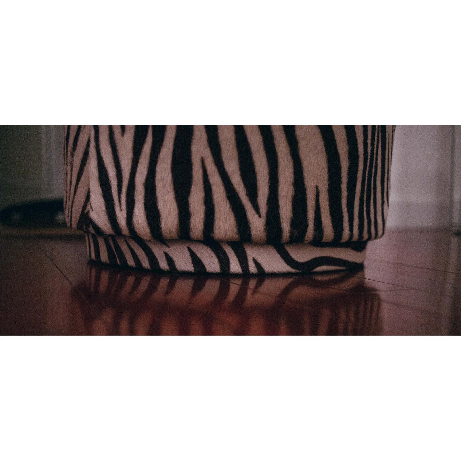 Edelman Leather Hide Zebra-Stamped Pouf Ottoman - image-2