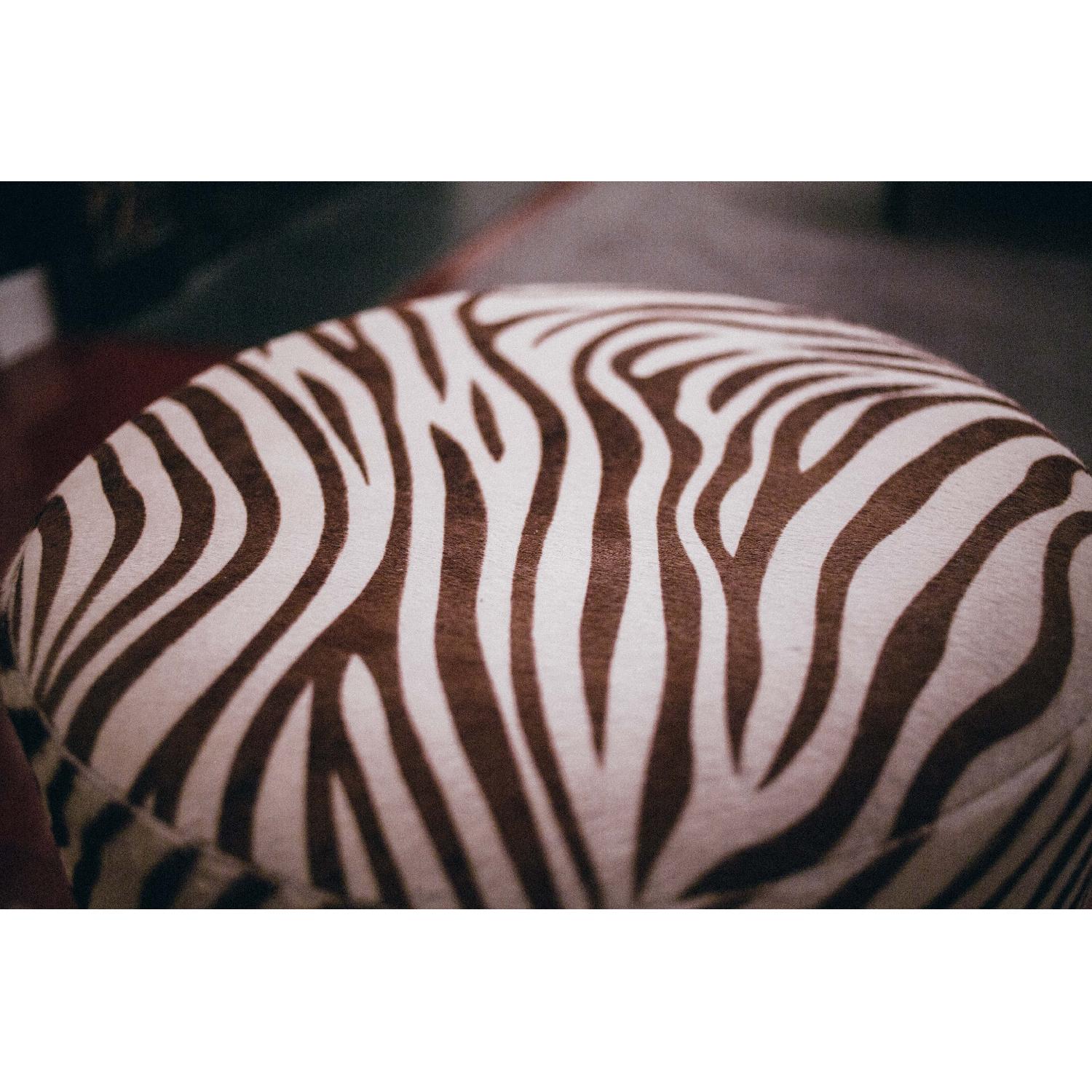 Edelman Leather Hide Zebra-Stamped Pouf Ottoman - image-3