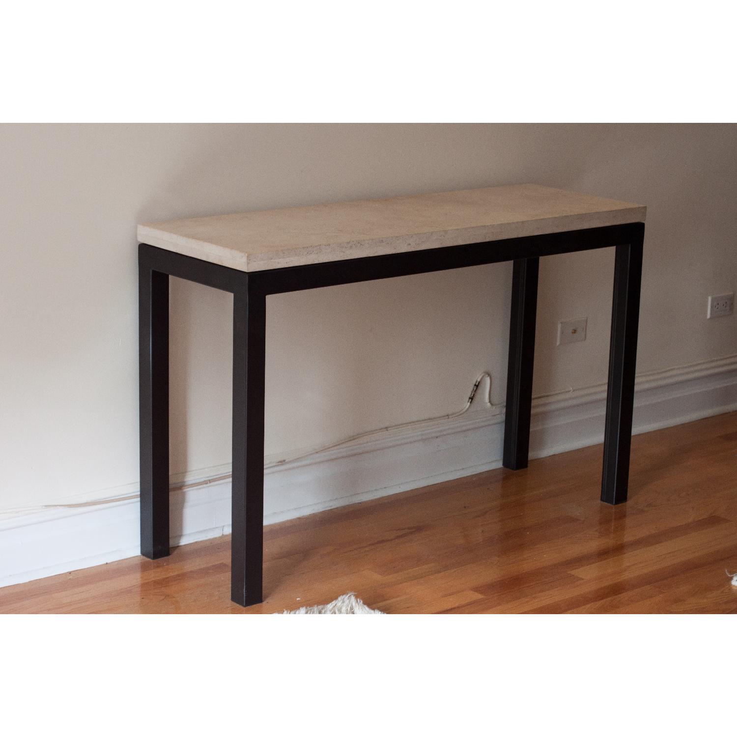 Crate & Barrel Parsons Travertine Console Table - image-1