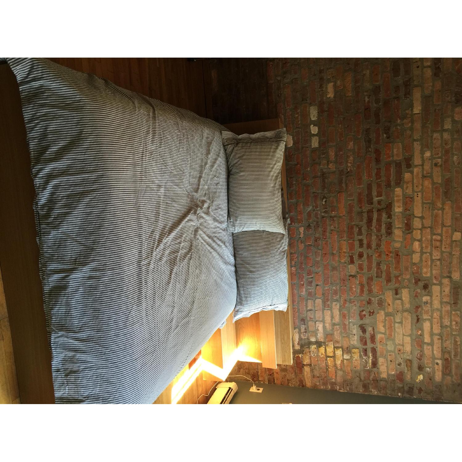 Ikea Malm Full Size Bed Frame + Nightstand + Rolling Bed Table - image-1