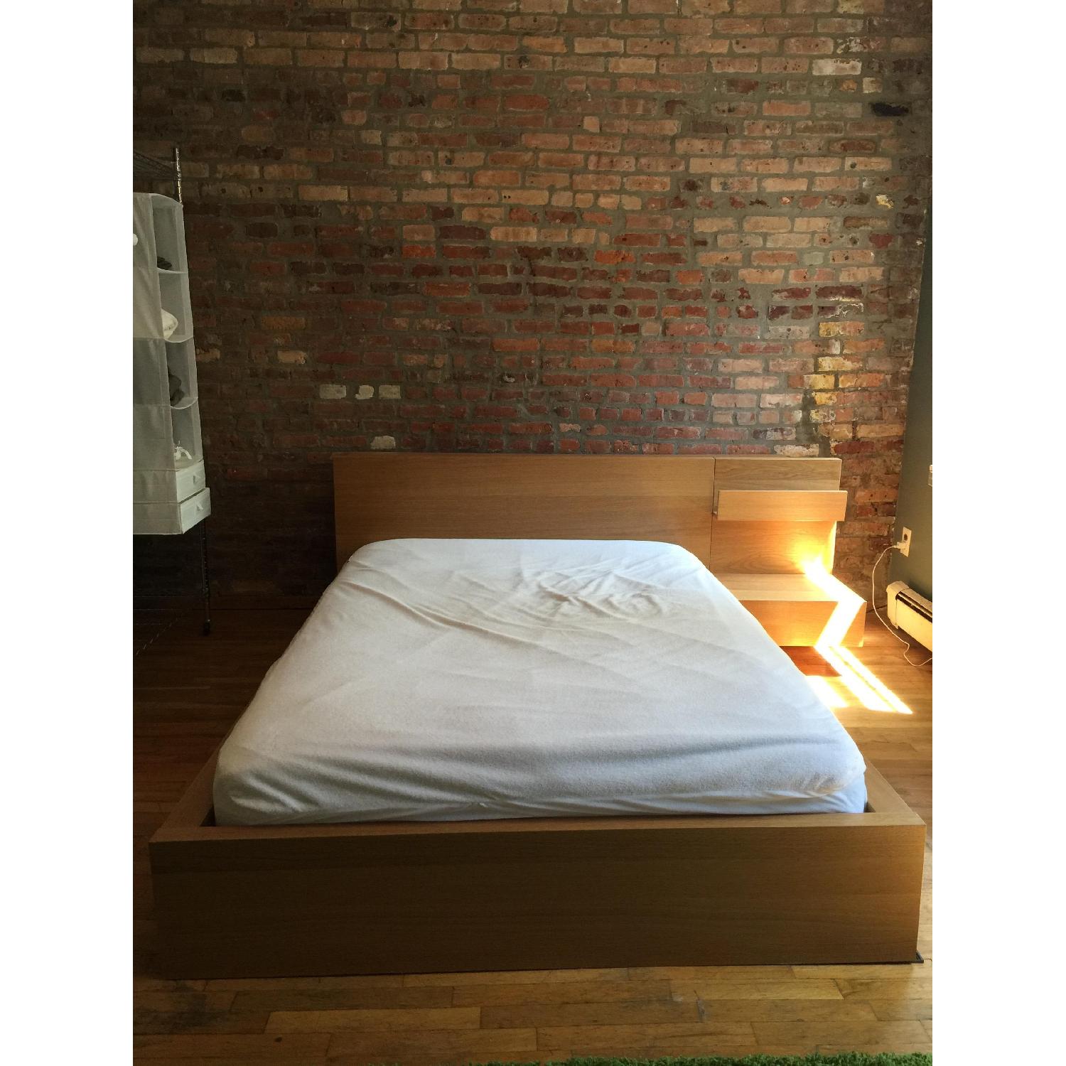 Ikea Malm Full Size Bed Frame + Nightstand + Rolling Bed Table - image-2