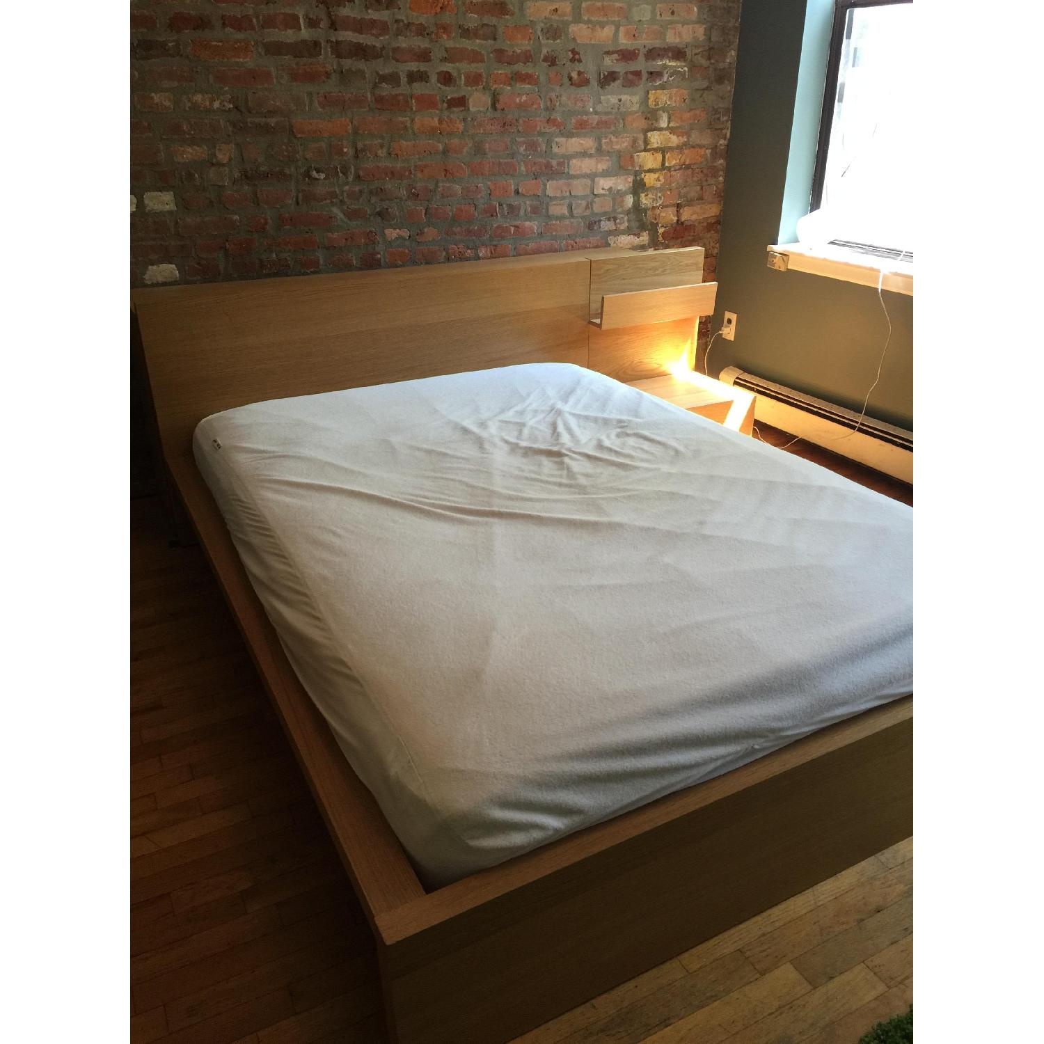 Ikea Malm Full Size Bed Frame + Nightstand + Rolling Bed Table - image-3
