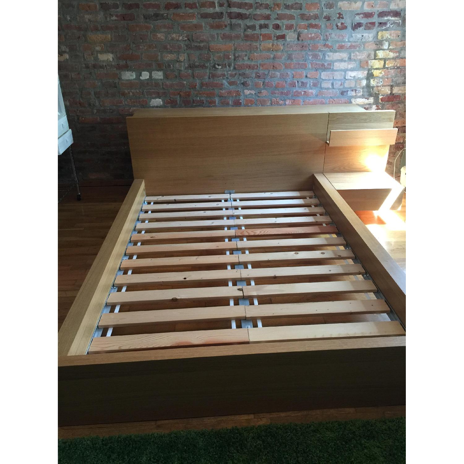 Ikea Malm Full Size Bed Frame + Nightstand + Rolling Bed Table AptDeco