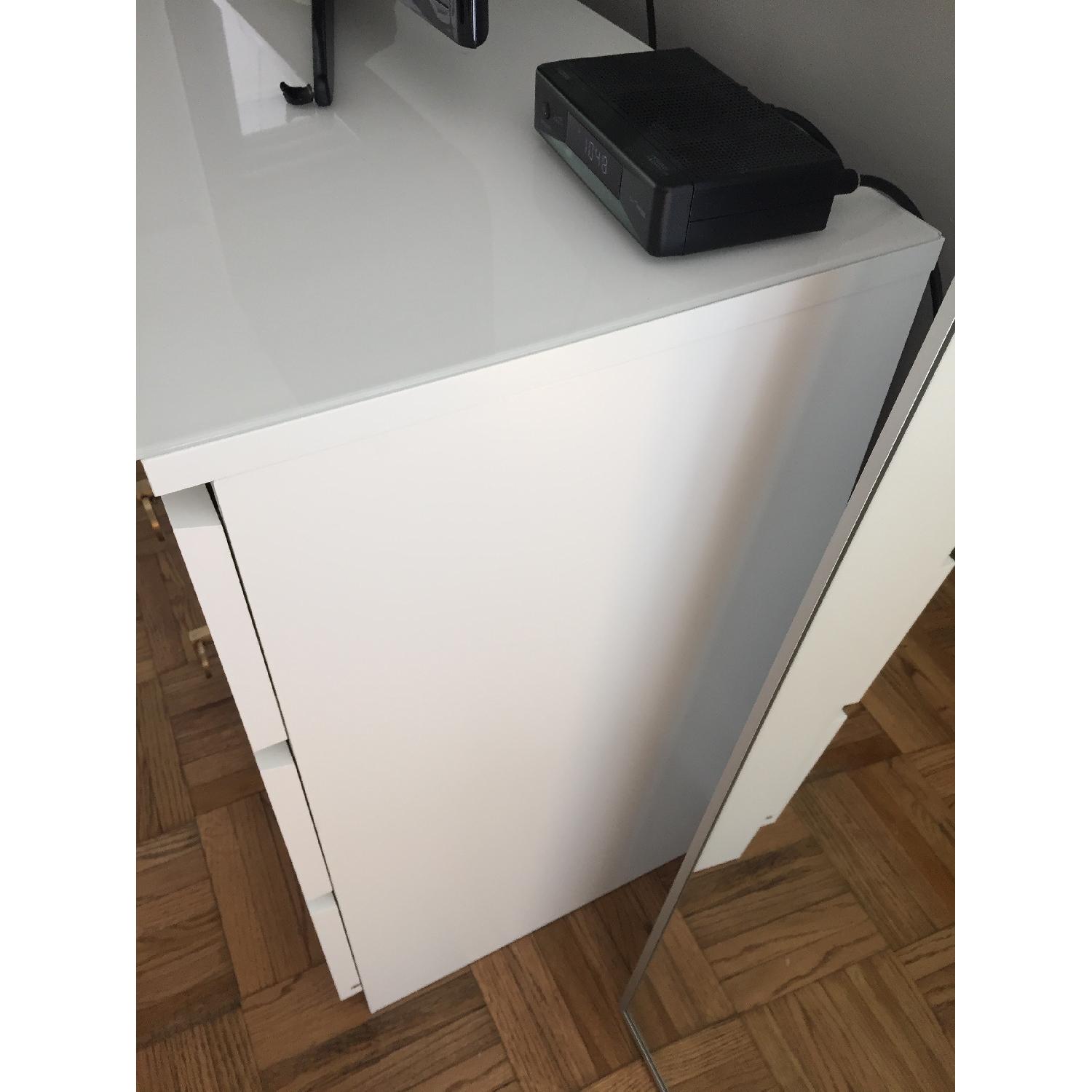 Ikea Malm White 6 Drawer Dresser w/ Brass Hardware & Glass Top - image-2