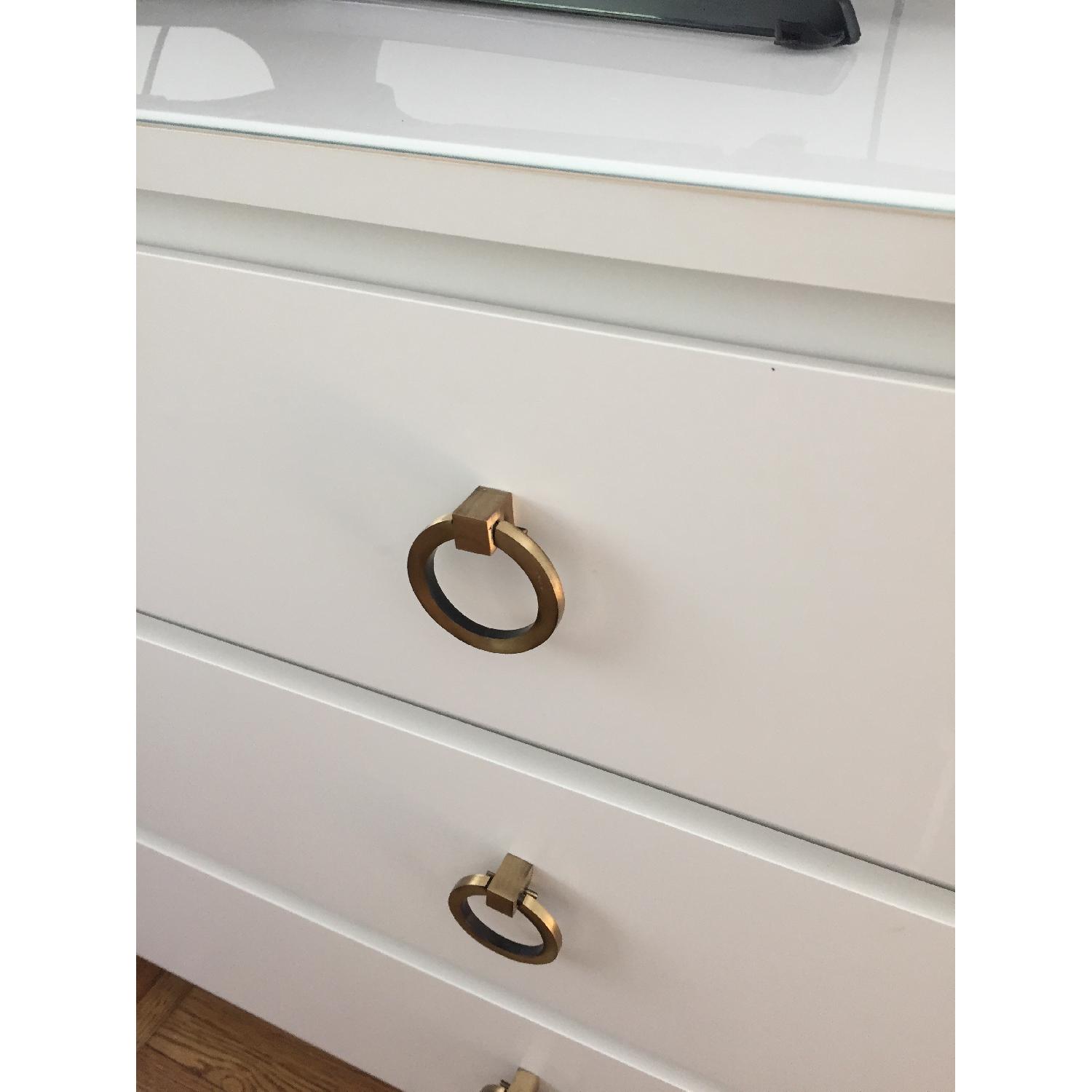 Ikea Malm White 6 Drawer Dresser w/ Brass Hardware & Glass Top - image-4