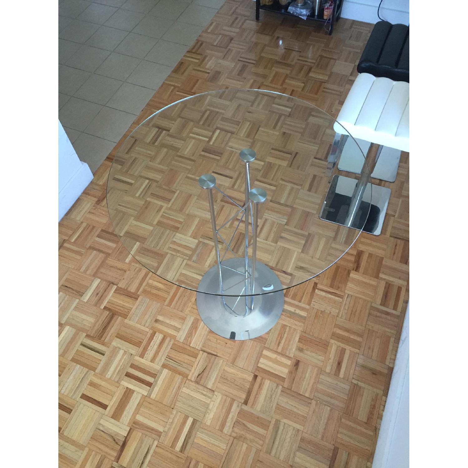 Modani Glass Modern Bar Table w/ 3 Leather Chairs - image-3