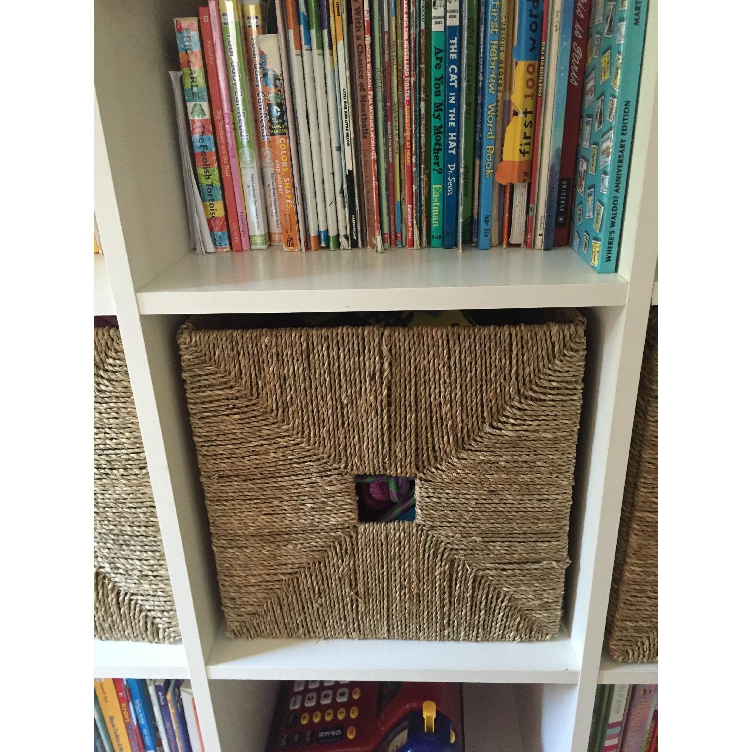 Ikea Kallax White Shelving Unit w/ 16 Seagrass Baskets AptDeco