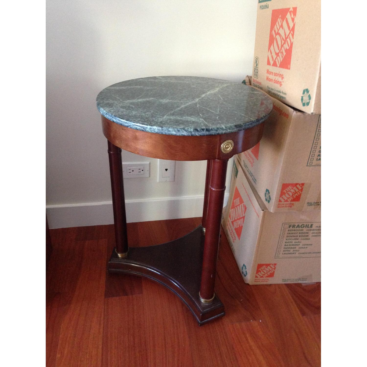 The Bombay Company Wood & Marble Side Table AptDeco