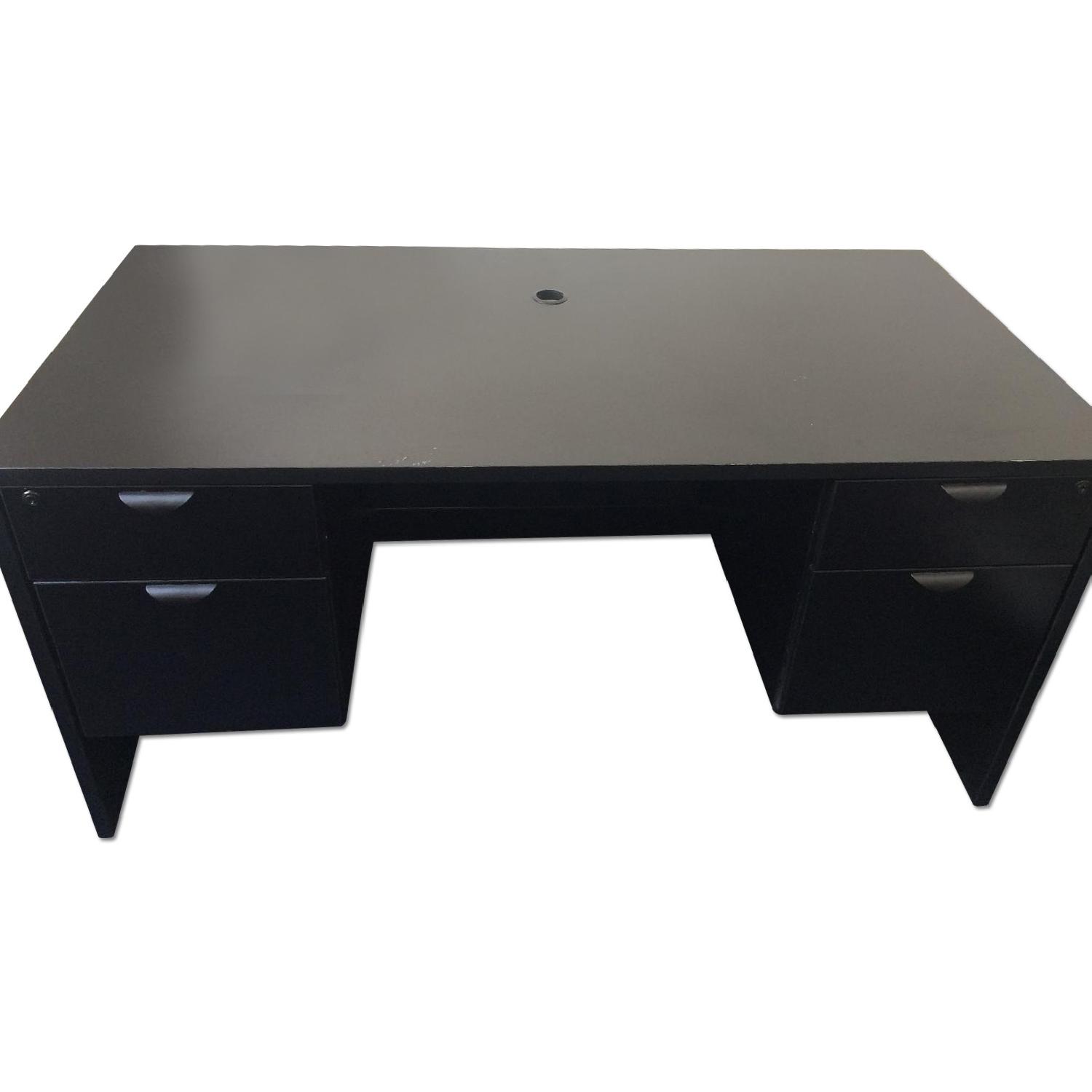4 Drawer Black Office Desk AptDeco