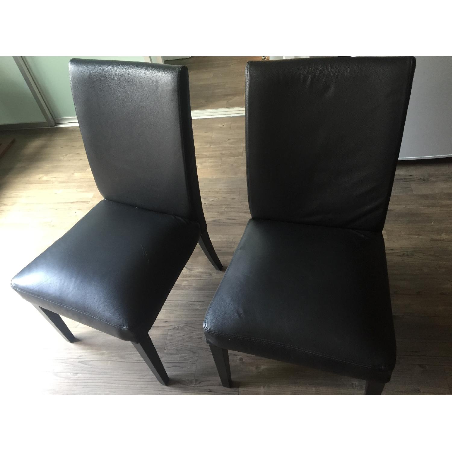 Ikea Henriksdal Leather Dining Chairs - image-1