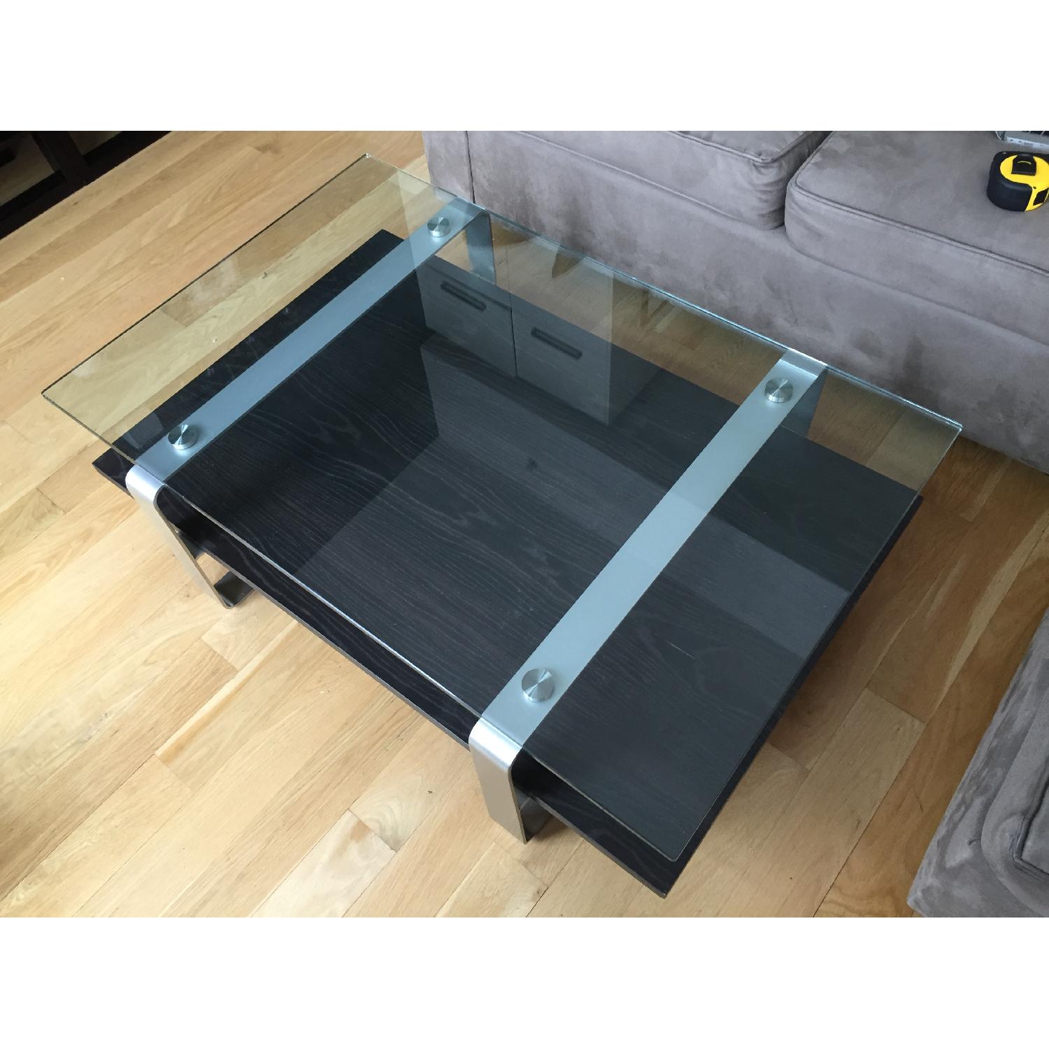 Wood/Glass & Metal Coffee Table - image-1