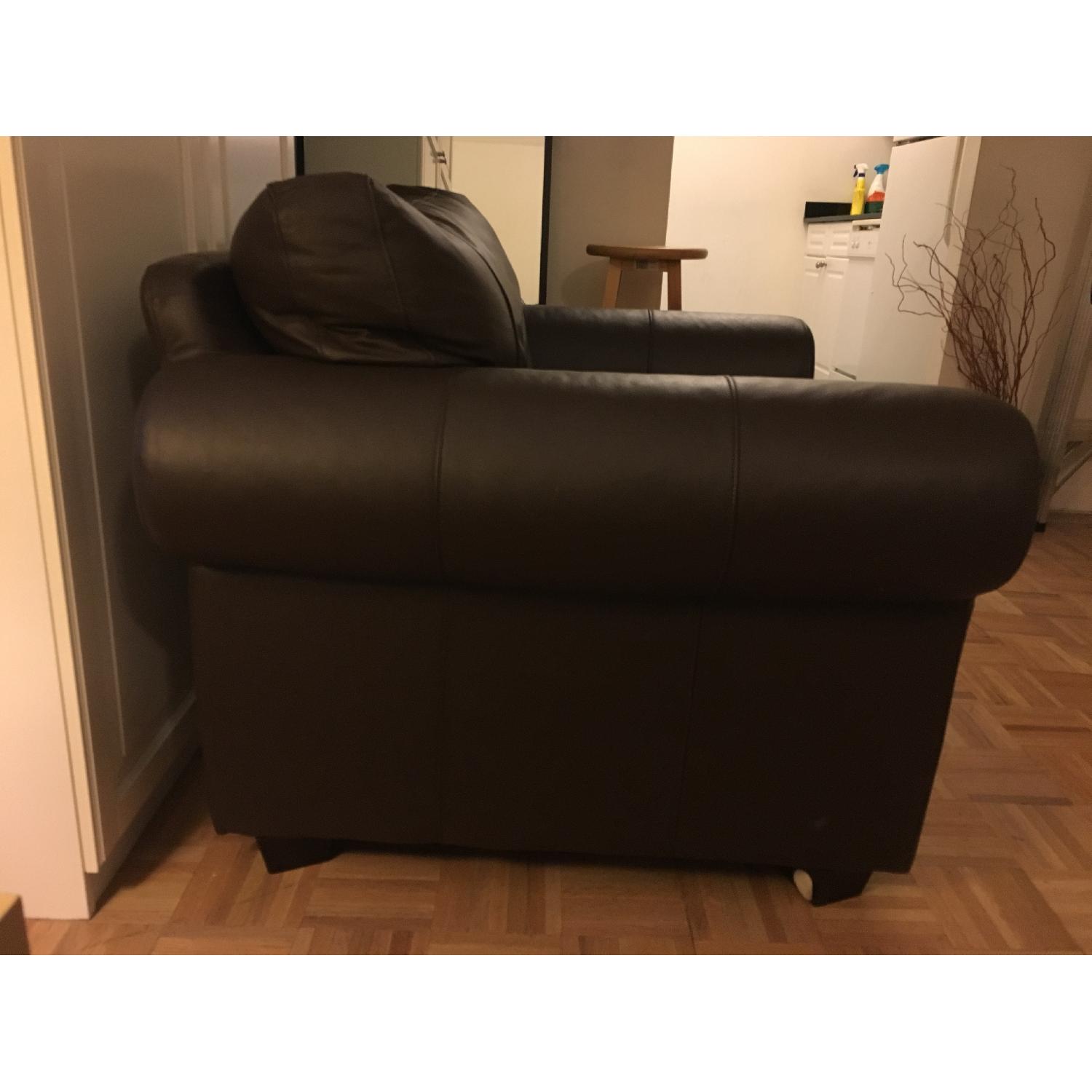 Ikea Oversized Brown Leather Armchair - image-2