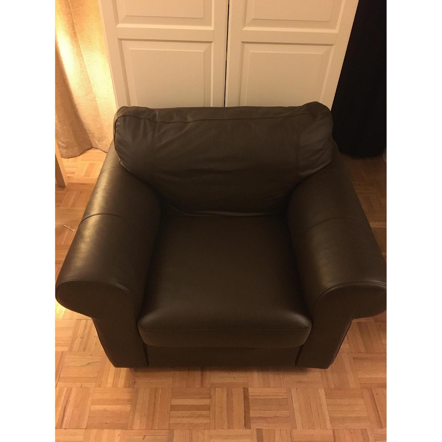 Ikea Oversized Brown Leather Armchair - image-5