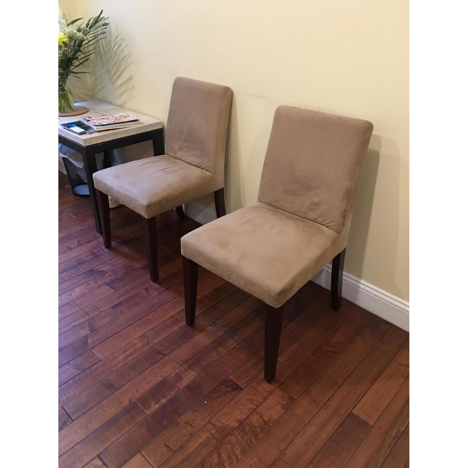 Crate & Barrel Faux Suede Chairs - image-4