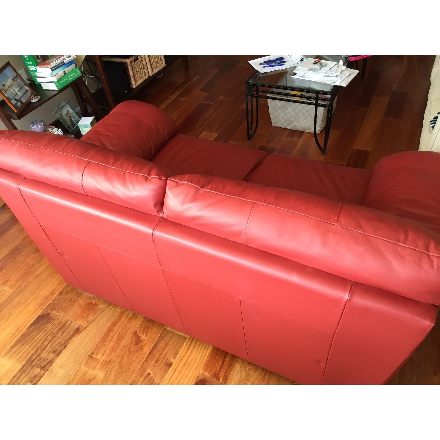 Ikea Red Leather Loveseat - image-4