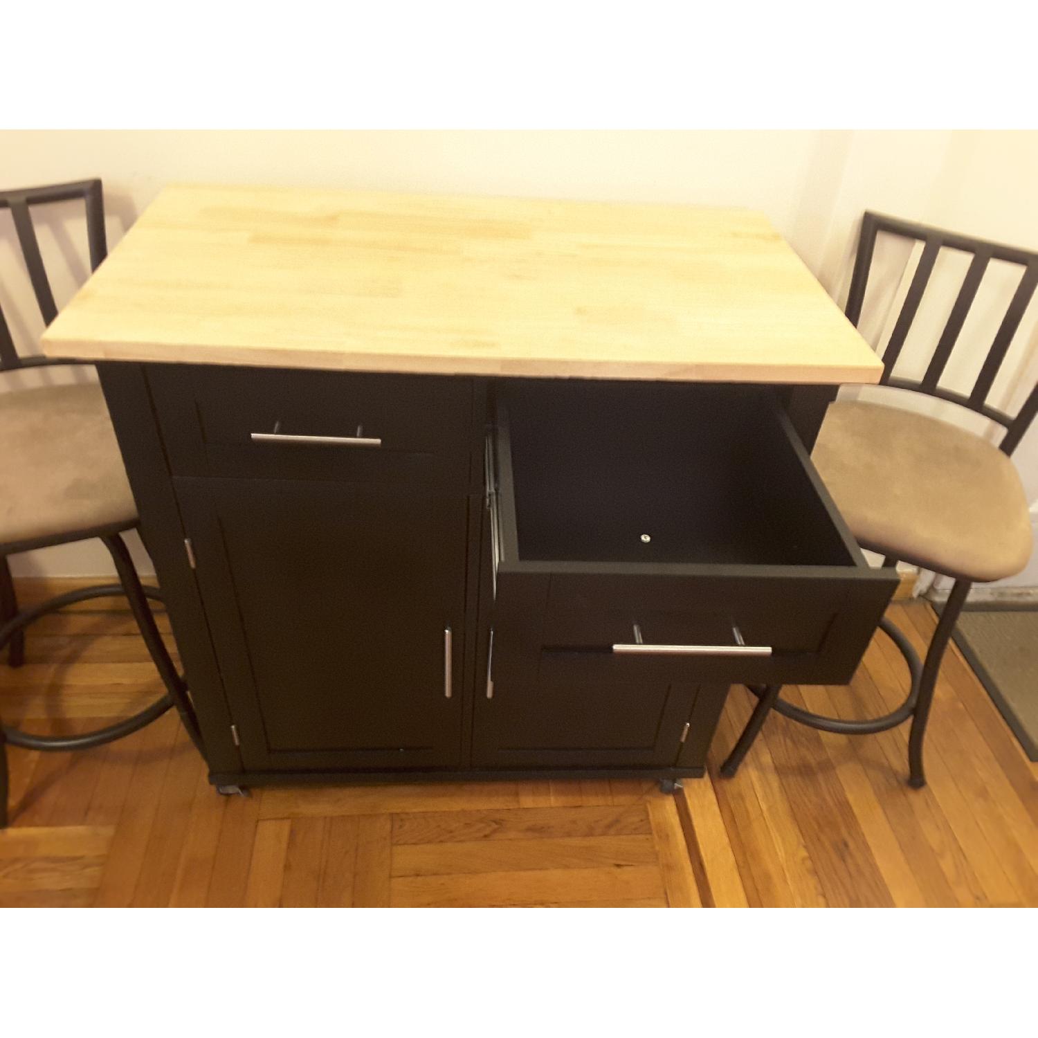 Kitchen Island/Butcher Block w/ 2 Stools - image-2