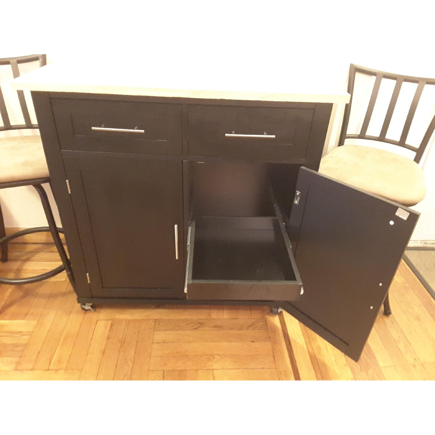 Kitchen Island/Butcher Block w/ 2 Stools - image-4