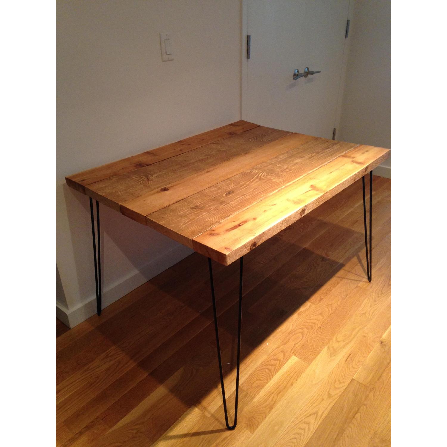 Reclaimed Cedar Wood Small Dining Table w/ 3 Wood Folding Chairs - image-1