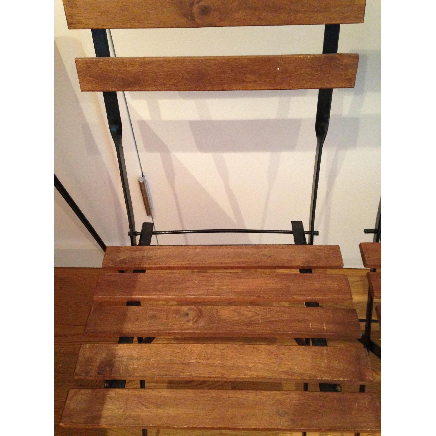 Reclaimed Cedar Wood Small Dining Table w/ 3 Wood Folding Chairs - image-7