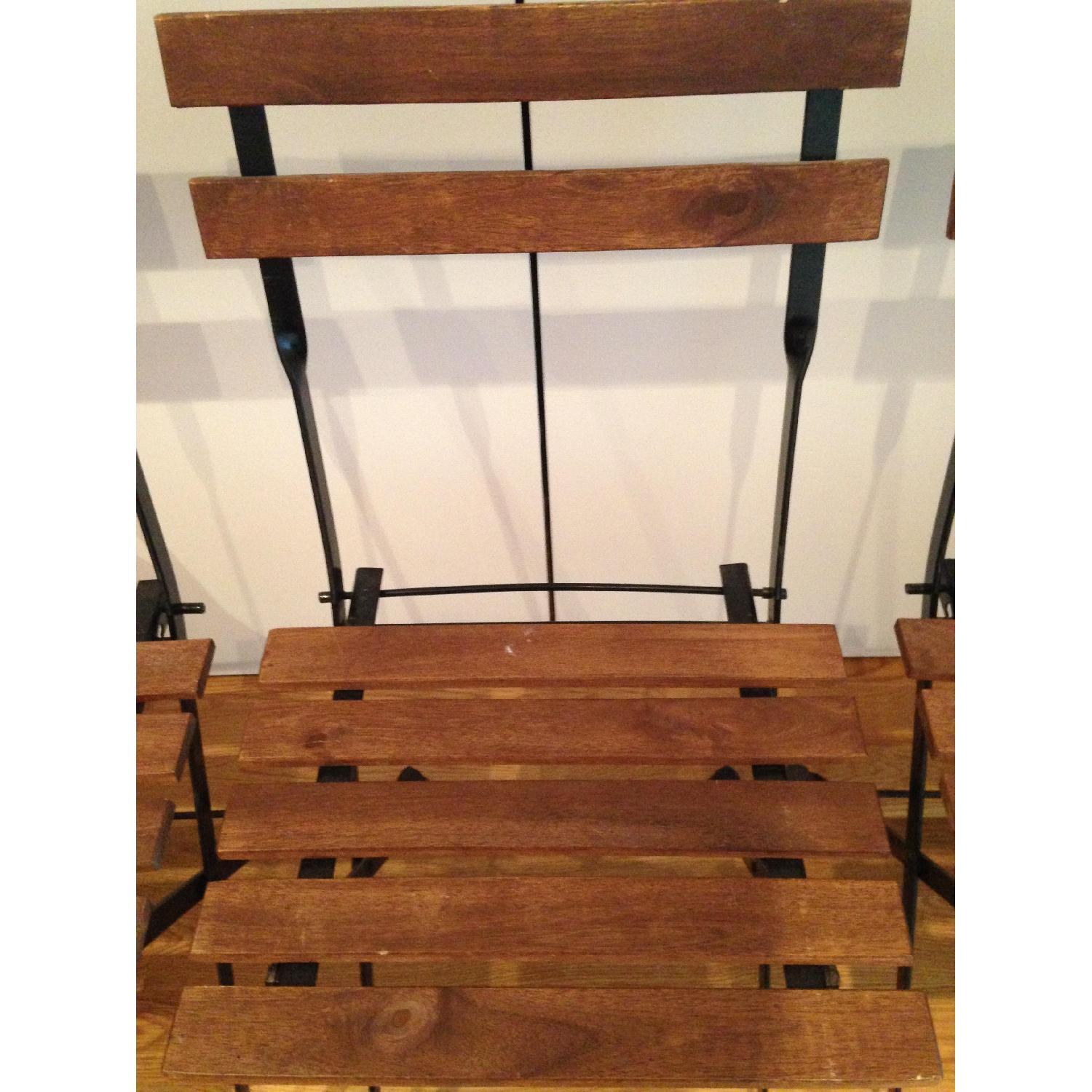 Reclaimed Cedar Wood Small Dining Table w/ 3 Wood Folding Chairs - image-9