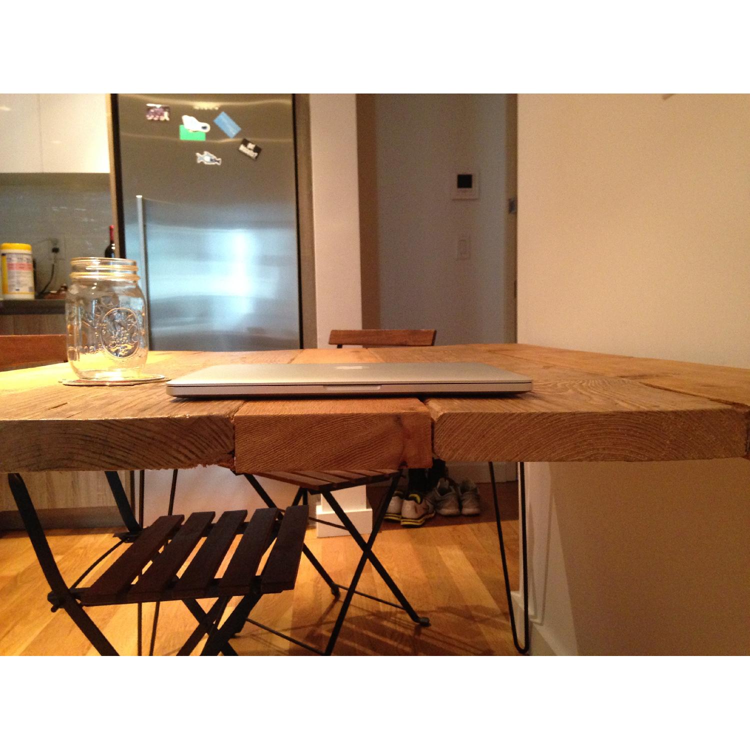 Reclaimed Cedar Wood Small Dining Table w/ 3 Wood Folding Chairs - image-10