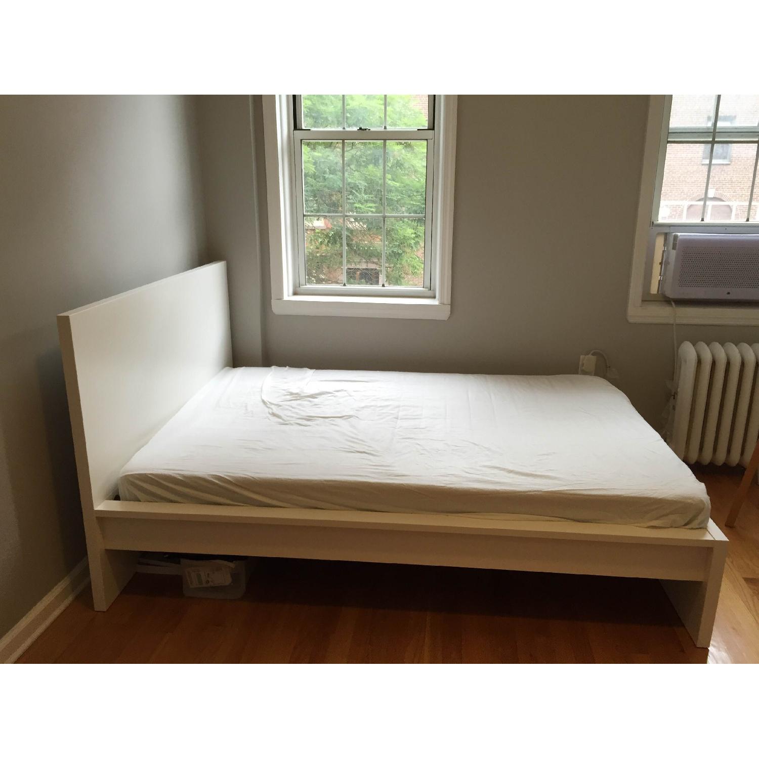 Ikea Full Size High Bed Frame in White w/ Luroy Slats - image-3