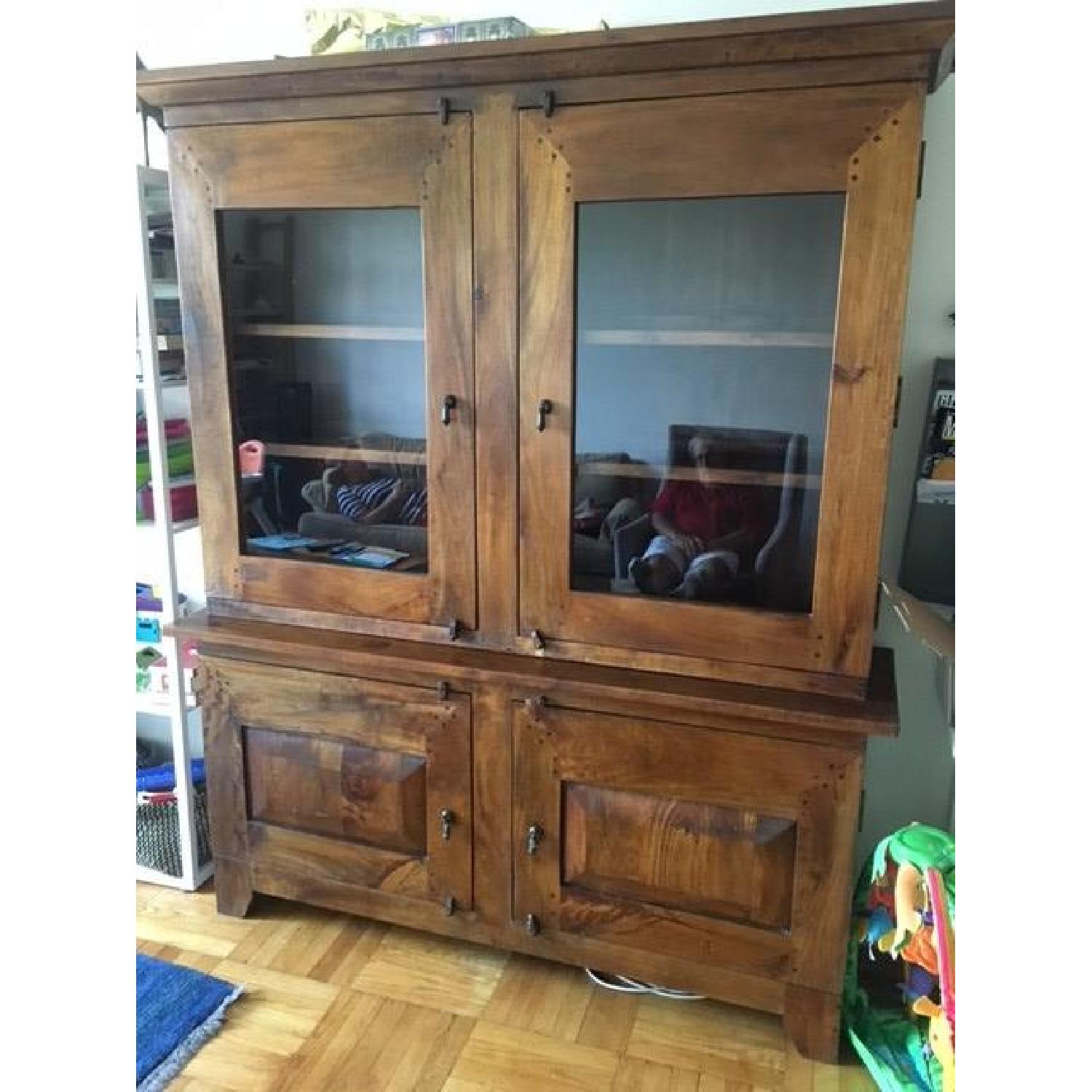 Crate & Barrel Basque Honey Solid Mango Wood Two-Piece China Cabinet - image-1