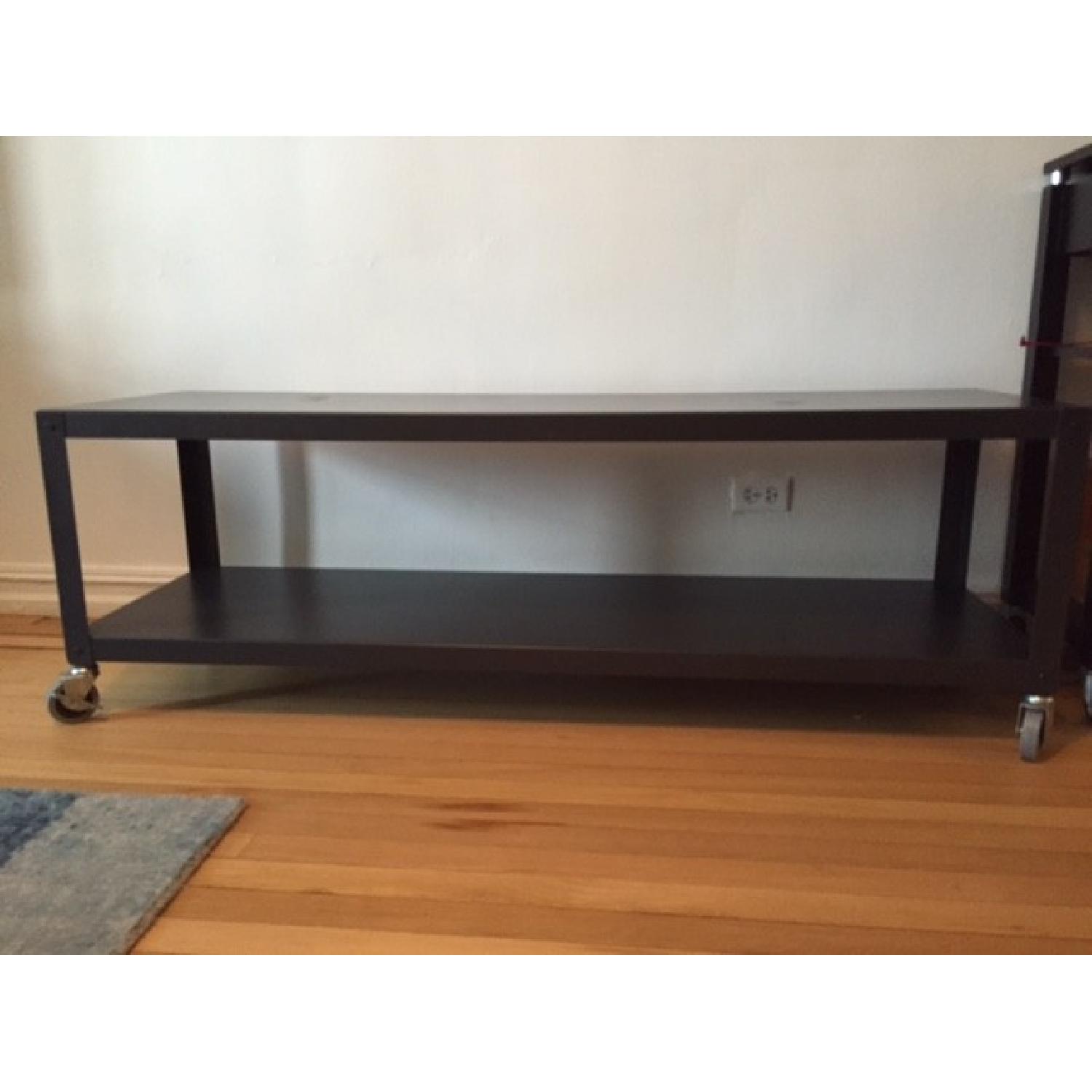 CB2 GoCart Carbon Rolling TV Stand AptDeco