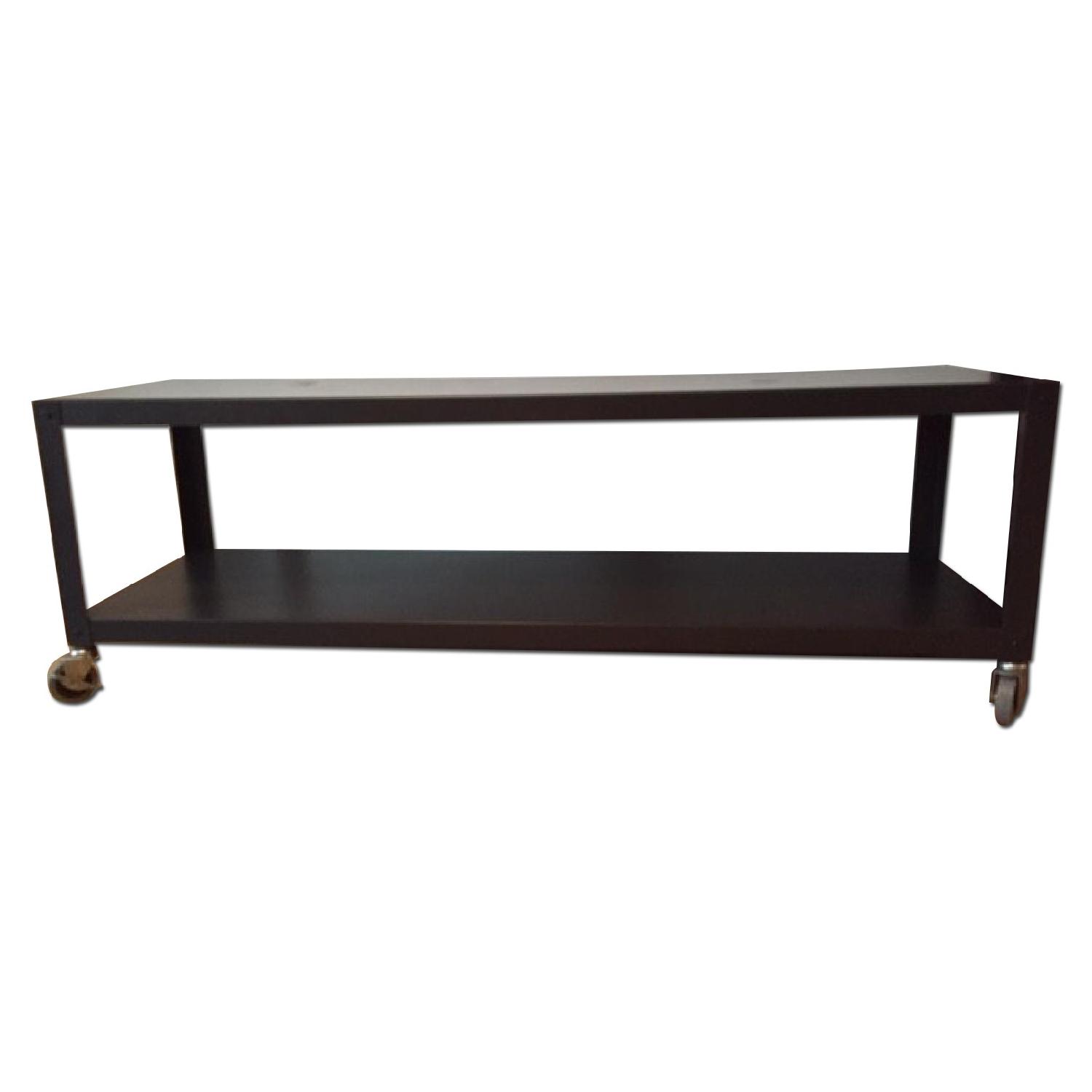 CB2 GoCart Carbon Rolling TV Stand AptDeco