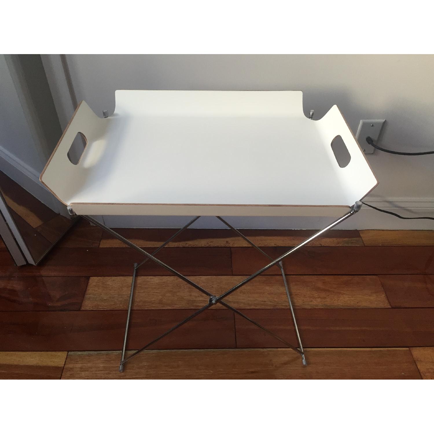 CB2 Formosa White Tray Tables AptDeco