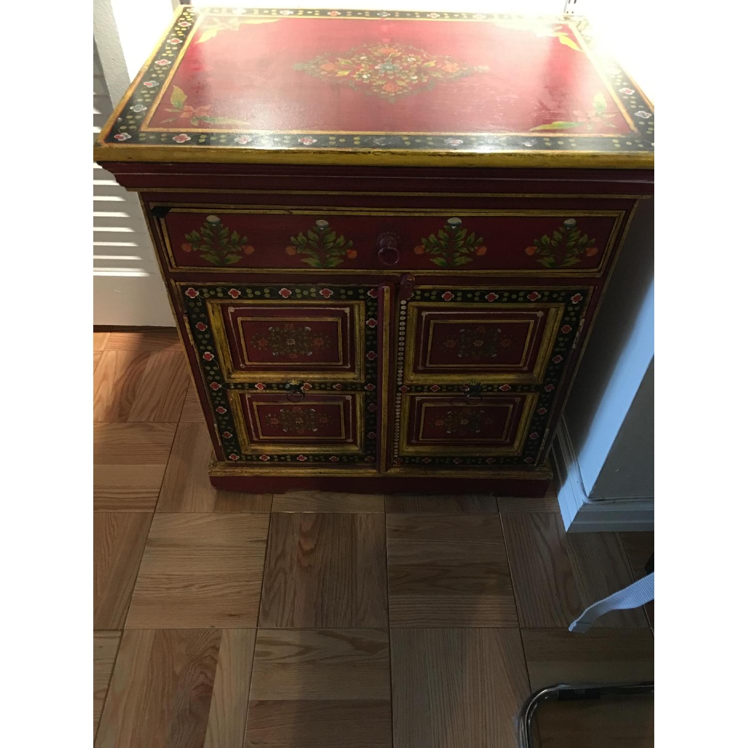 Red w/ Floral Design Credenza - image-2