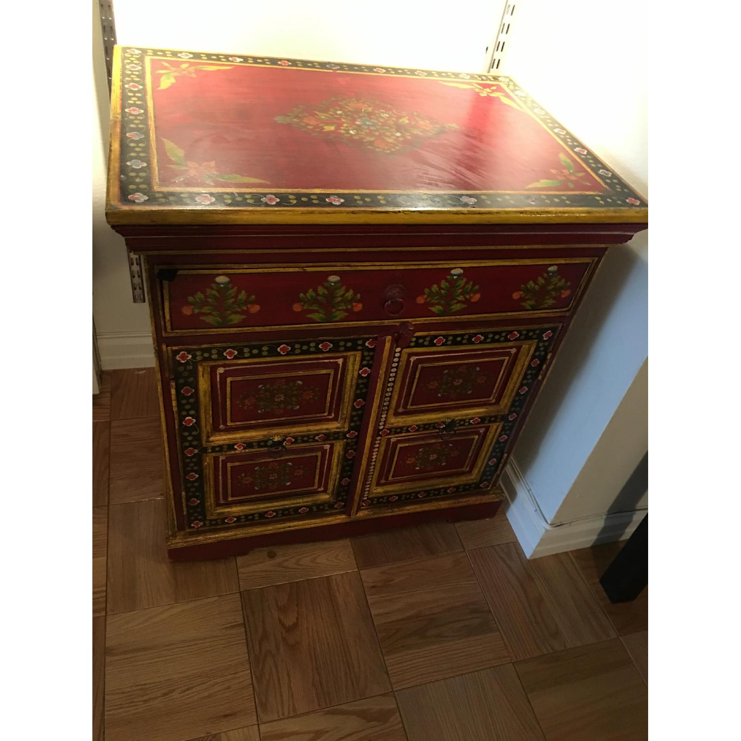 Red w/ Floral Design Credenza - image-3