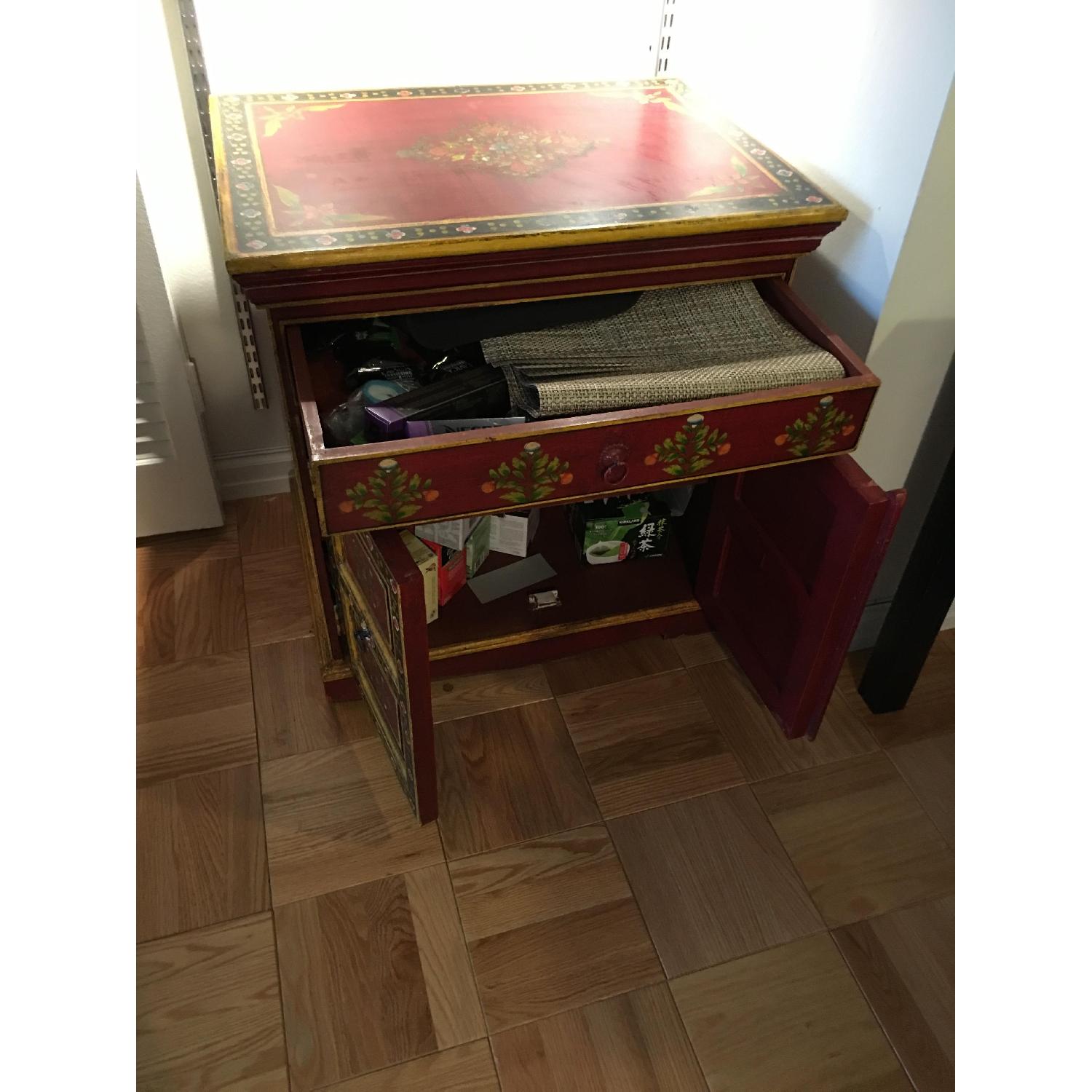 Red w/ Floral Design Credenza - image-4