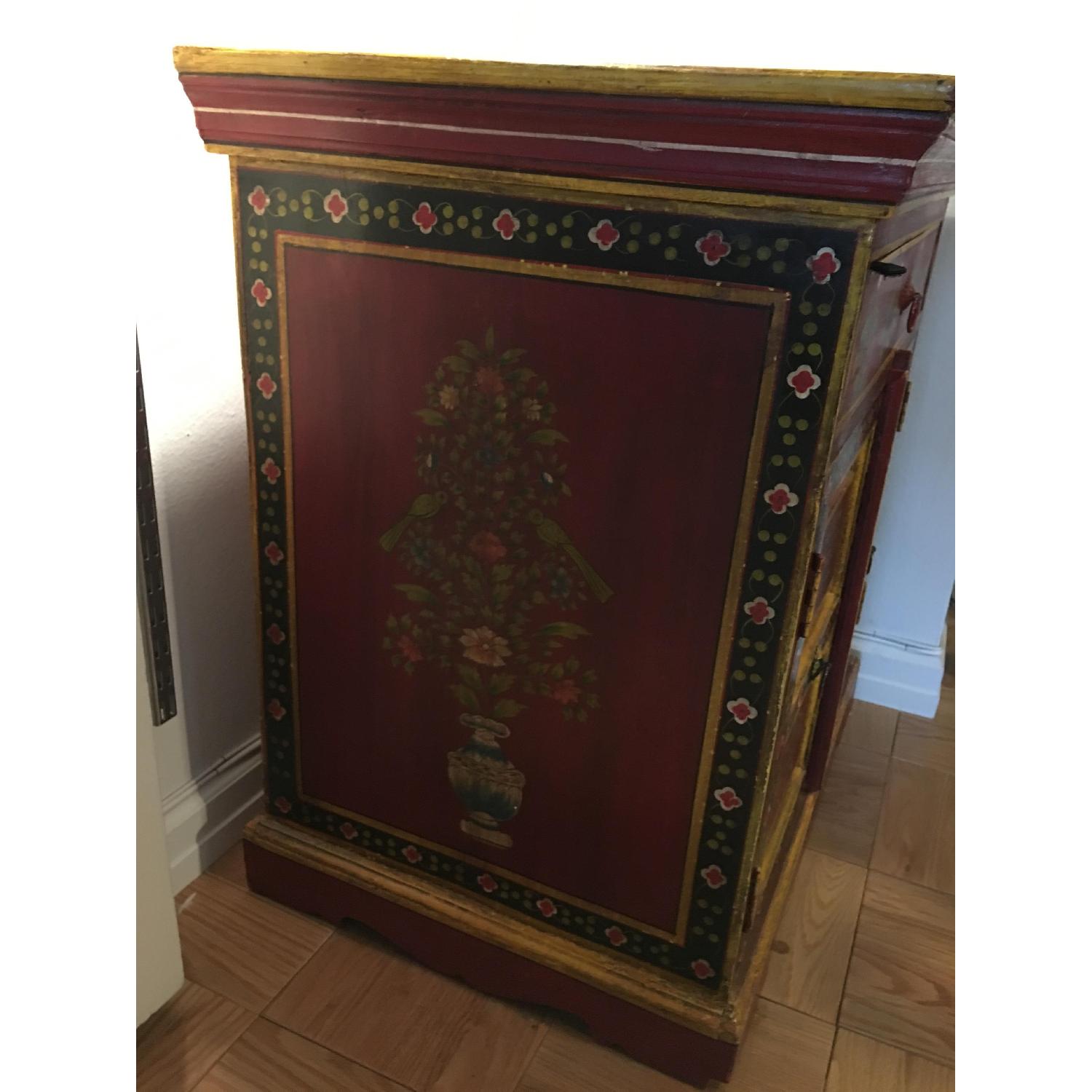 Red w/ Floral Design Credenza - image-5