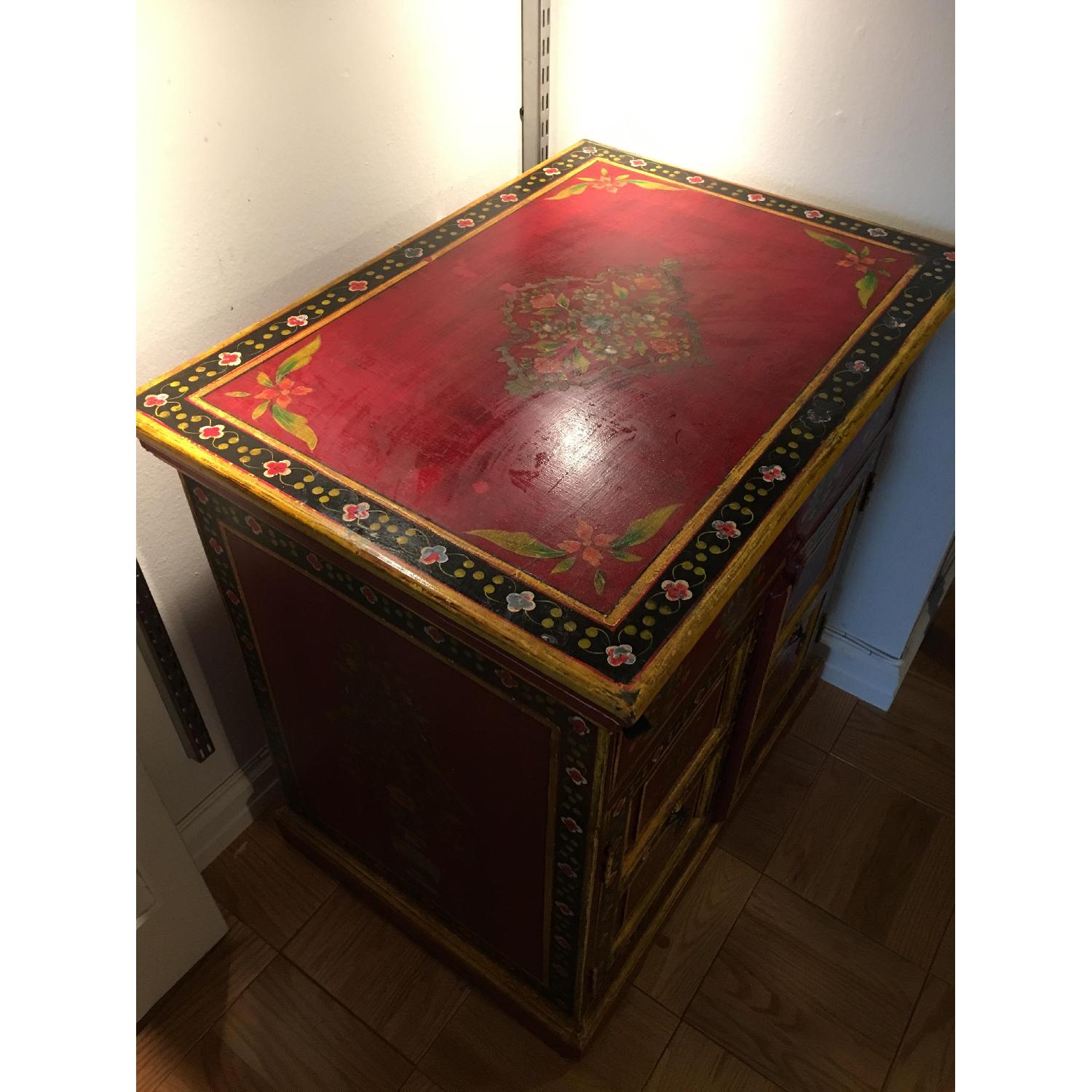 Red w/ Floral Design Credenza - image-6